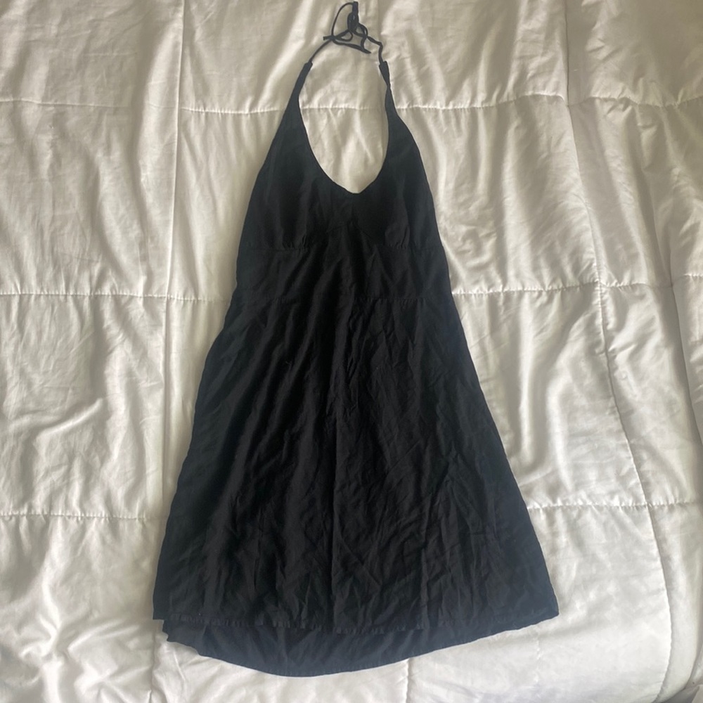 HOLLISTER HALTER NECK DRESS BLACK SIZE LARGE WOMENS GREAT CONDITION